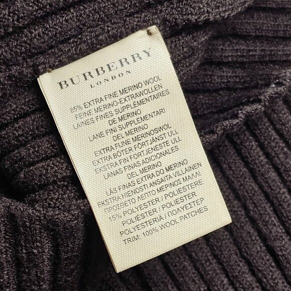 Burberry London Womens Merino Wool Zip Up Sweater Small Elbow Patch Nova Check - Picture 10 of 11